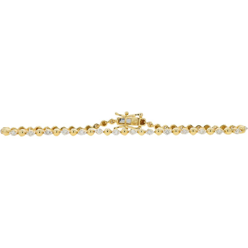 14K Yellow Gold 7.25-Inch Tennis Bracelet with Round Diamonds - 1.00 Carat Total Diamond Weight