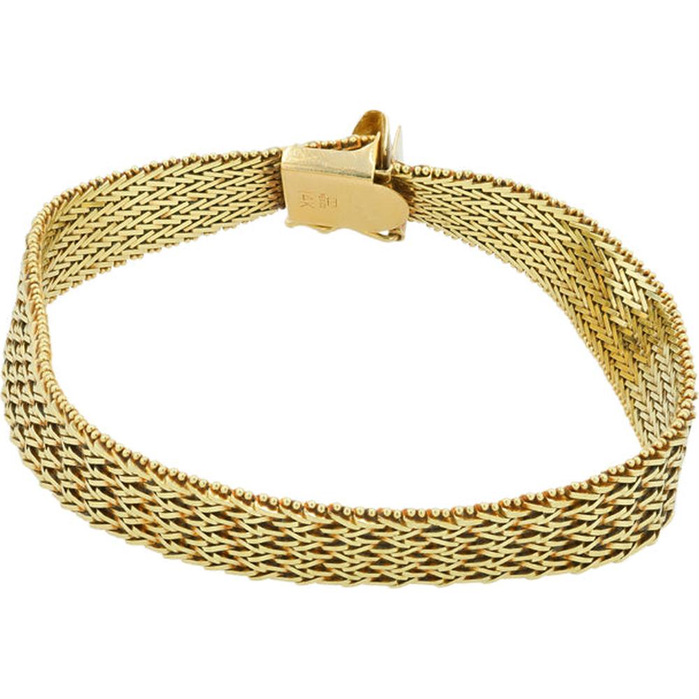 14K Yellow Gold 7.25 - Inch Woven Chain Bracelet - 21.75g Total Gold Weight