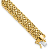 14K Yellow Gold 7.25" Mesh Bracelet with Polished Finish - 9.25mm Wide by 0