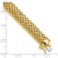 14K Yellow Gold 7.25" Mesh Bracelet with Polished Finish - 9.25mm Wide by 0