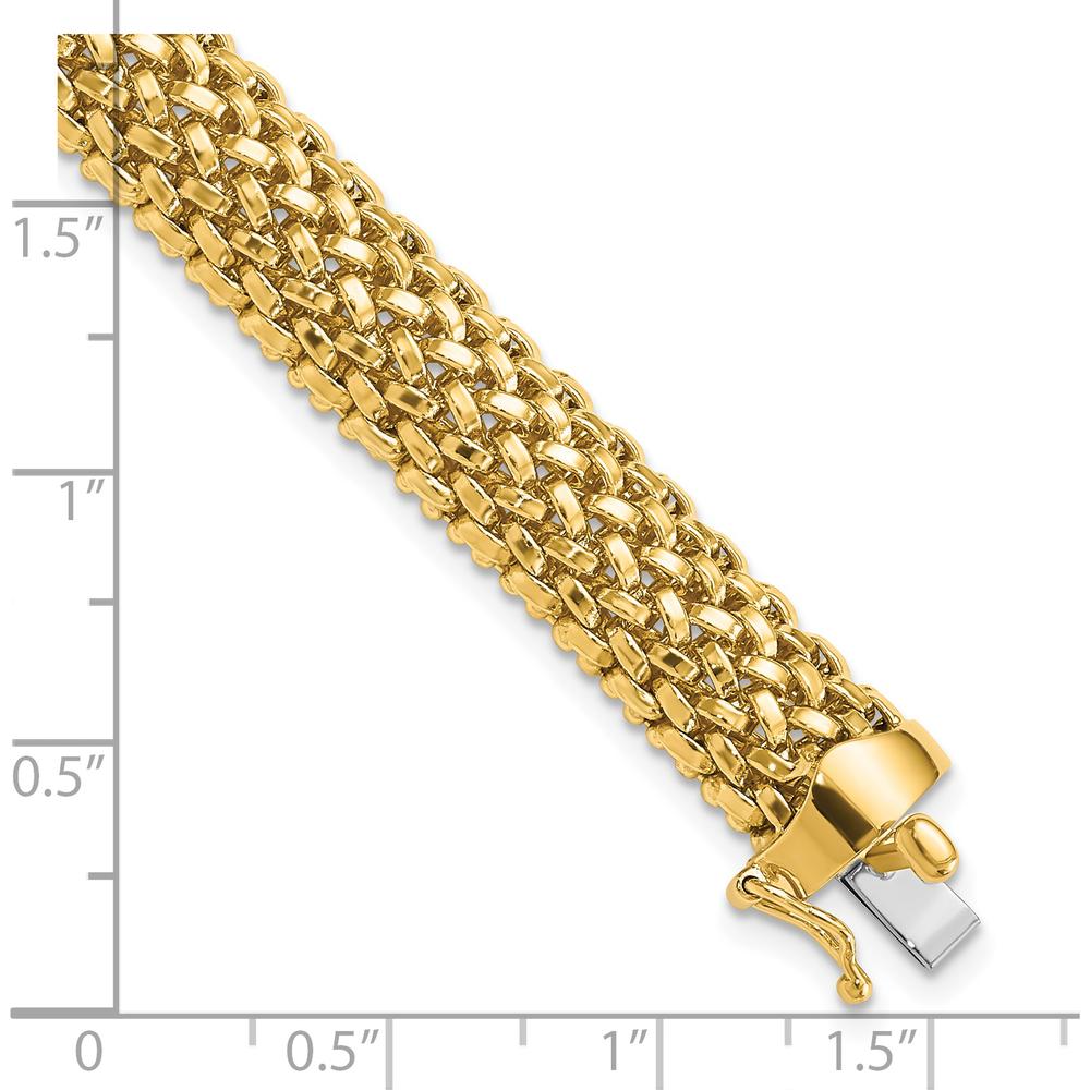 14K Yellow Gold 7.25" Mesh Bracelet with Polished Finish - 9.25mm Wide by 0