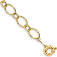 14K Yellow Gold 7.25" Oval and Circle Link Bracelet with Fancy Spring Ring Clasp by Oro Pregiato