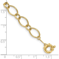 14K Yellow Gold 7.25" Oval and Circle Link Bracelet with Fancy Spring Ring Clasp by Oro Pregiato