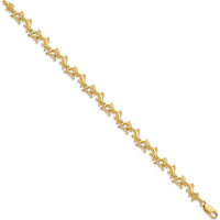 14K Yellow Gold 7.25" Polished Dolphin Bracelet with Stations by Oro Pregiato