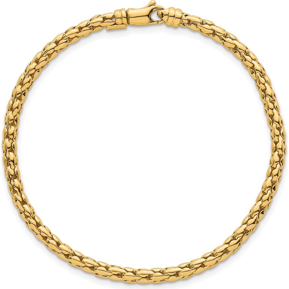 14K Yellow Gold 7.25" Polished Fancy Link Bracelet - 3.5mm by 0