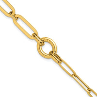 14K Yellow Gold 7.25" Polished Fancy Paperclip Link Bracelet with Circle Connector by 0
