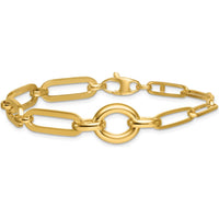 14K Yellow Gold 7.25" Polished Fancy Paperclip Link Bracelet with Circle Connector by 0