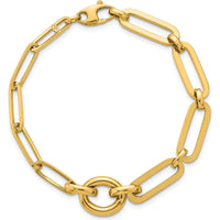 14K Yellow Gold 7.25" Polished Fancy Paperclip Link Bracelet with Circle Connector by 0