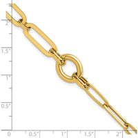 14K Yellow Gold 7.25" Polished Fancy Paperclip Link Bracelet with Circle Connector by 0