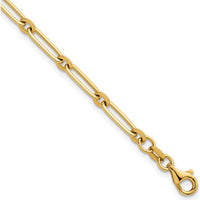 14K Yellow Gold 7.25" Polished Paperclip and Round Link Bracelet - 3.75mm by 0