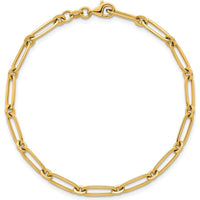 14K Yellow Gold 7.25" Polished Paperclip and Round Link Bracelet - 3.75mm by 0