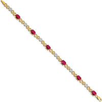 14K Yellow Gold 7.25" Ruby and Diamond Infinity Link Bracelet - 0.75 Carats Ruby, 0.21 Carats Diamond Total Weight by Monteluci Fine Jewelry