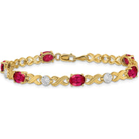 14K Yellow Gold 7.25" Ruby and Diamond Infinity Link Bracelet - 0.75 Carats Ruby, 0.21 Carats Diamond Total Weight by Monteluci Fine Jewelry