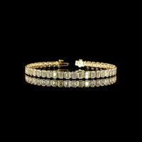 14K Yellow Gold 7.25" Tennis Bracelet with Bezel Set Emerald Cut Lab Diamonds - 8.01 Carat Total Weight - Covaloro Fine Jewelry