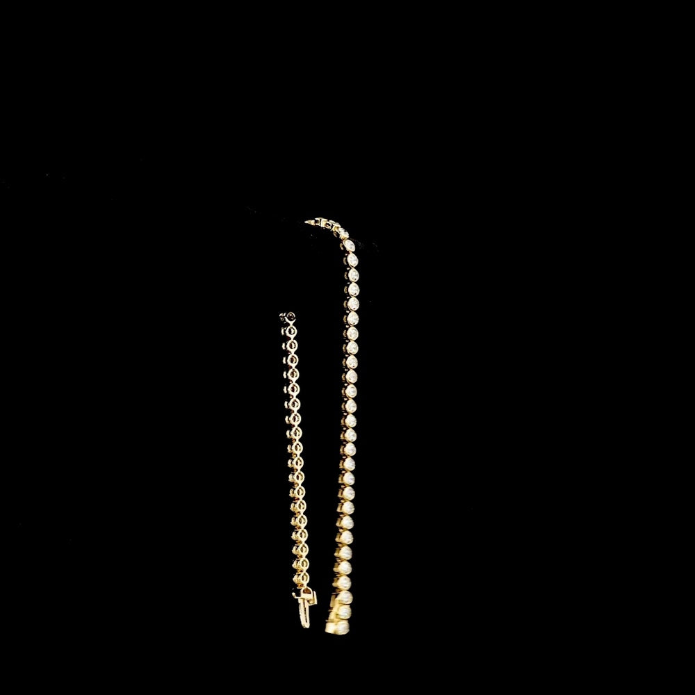 14K Yellow Gold 7.25" Tennis Bracelet with Bezel-Set Oval Cut Lab Diamonds - 3.38 Carat Total Diamond Weight - Covaloro Fine Jewelry