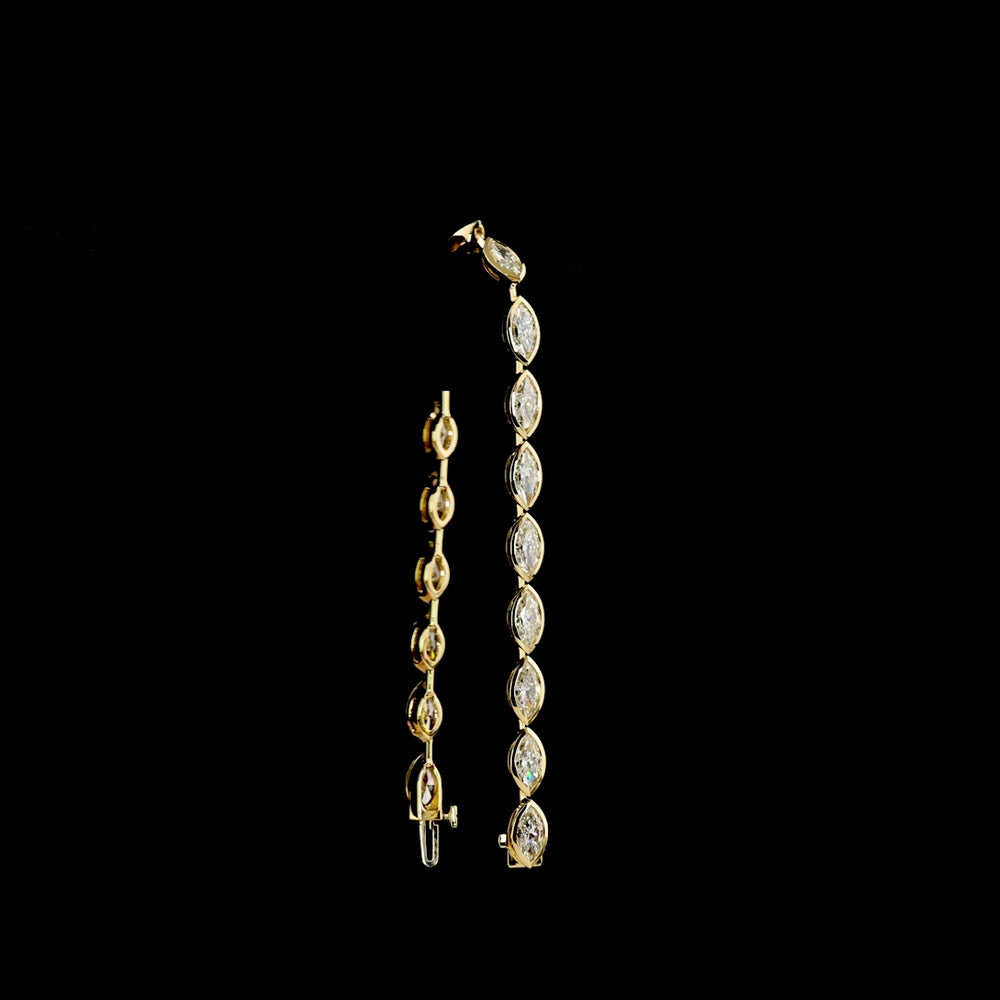 14K Yellow Gold 7.25" Tennis Bracelet with East-West Bezel Set Marquise Cut Lab Diamonds - 16.62 Carat Total Diamond Weight - Covaloro Fine Jewelry