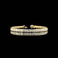 14K Yellow Gold 7.25" Tennis Bracelet with Half Bezel Set Asscher Cut Lab Diamonds - 13.77 Carat Total Weight, E-F Color VS Clarity - Covaloro Fine Jewelry