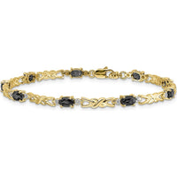 14K Yellow Gold 7.25" Tennis Bracelet with Oval Sapphires and Round Diamonds - 0.21 Carats Total Sapphire Weight, 0.005 Carats Total Diamond Weight by Monteluci Fine Jewelry