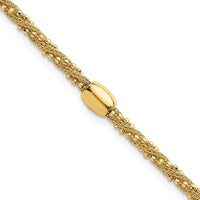 14K Yellow Gold 7.25" Twisted Textured Bracelet with Polished Bead Accents by 0