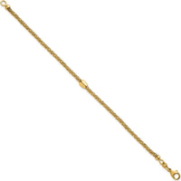 14K Yellow Gold 7.25" Twisted Textured Bracelet with Polished Bead Accents by 0