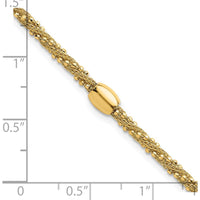 14K Yellow Gold 7.25" Twisted Textured Bracelet with Polished Bead Accents by 0