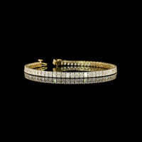 14K Yellow Gold 7.28 Carat Tennis Bracelet with North-South Radiant Cut Lab Diamonds (E-F Color, VS Clarity) - 66 Stones - Covaloro Fine Jewelry