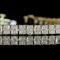 14K Yellow Gold 7.28 Carat Tennis Bracelet with North-South Radiant Cut Lab Diamonds (E-F Color, VS Clarity) - 66 Stones - Covaloro Fine Jewelry