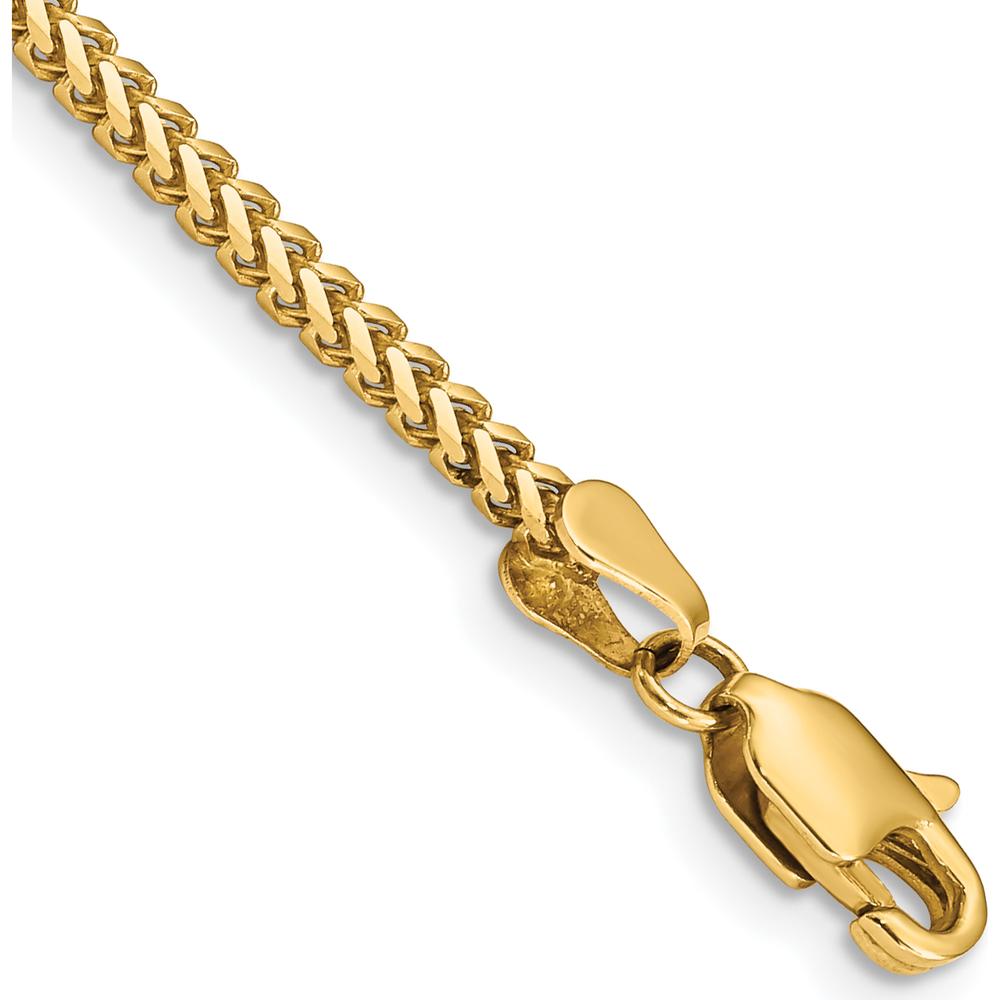 14K Yellow Gold 7" 2mm Franco Chain Bracelet with Lobster Clasp - Polished Finish by Oro Pregiato