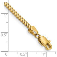 14K Yellow Gold 7" 2mm Franco Chain Bracelet with Lobster Clasp - Polished Finish by Oro Pregiato