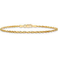 14K Yellow Gold 7" 2mm Ultra Diamond-Cut Rope Chain Bracelet with Lobster Clasp by Oro Pregiato