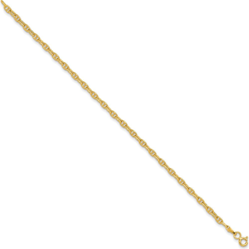 14K Yellow Gold 7" 3.0mm Mariners Link Chain Bracelet with Spring Ring Clasp by Oro Pregiato