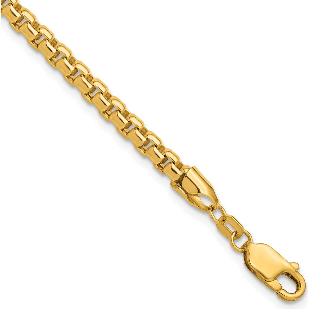 14K Yellow Gold 7" 3.6mm Semi-Solid Box Chain Bracelet with Lobster Clasp by Oro Pregiato