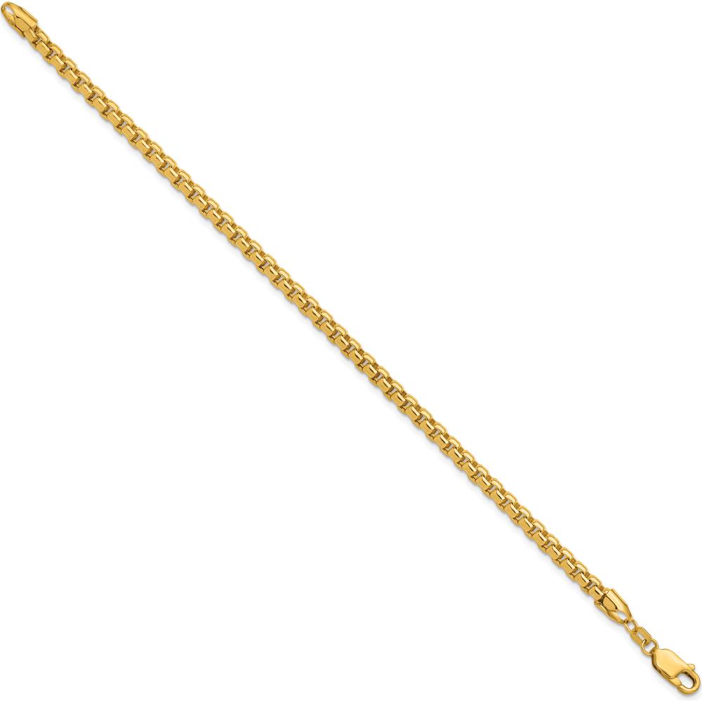 14K Yellow Gold 7" 3.6mm Semi-Solid Box Chain Bracelet with Lobster Clasp by Oro Pregiato