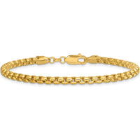 14K Yellow Gold 7" 3.6mm Semi-Solid Box Chain Bracelet with Lobster Clasp by Oro Pregiato