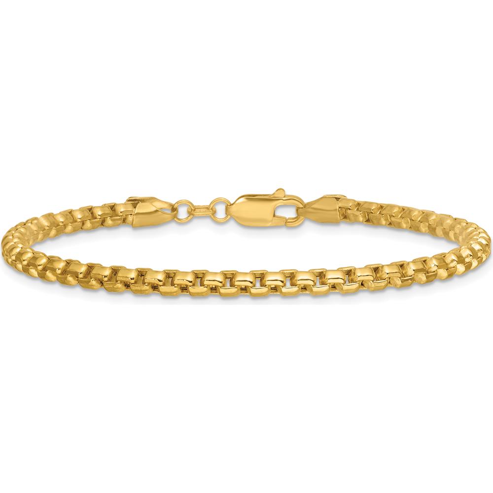 14K Yellow Gold 7" 3.6mm Semi-Solid Box Chain Bracelet with Lobster Clasp by Oro Pregiato