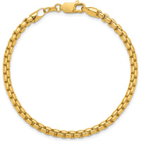 14K Yellow Gold 7" 3.6mm Semi-Solid Box Chain Bracelet with Lobster Clasp by Oro Pregiato