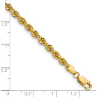 14K Yellow Gold 7" 3.8mm Rope Chain Bracelet