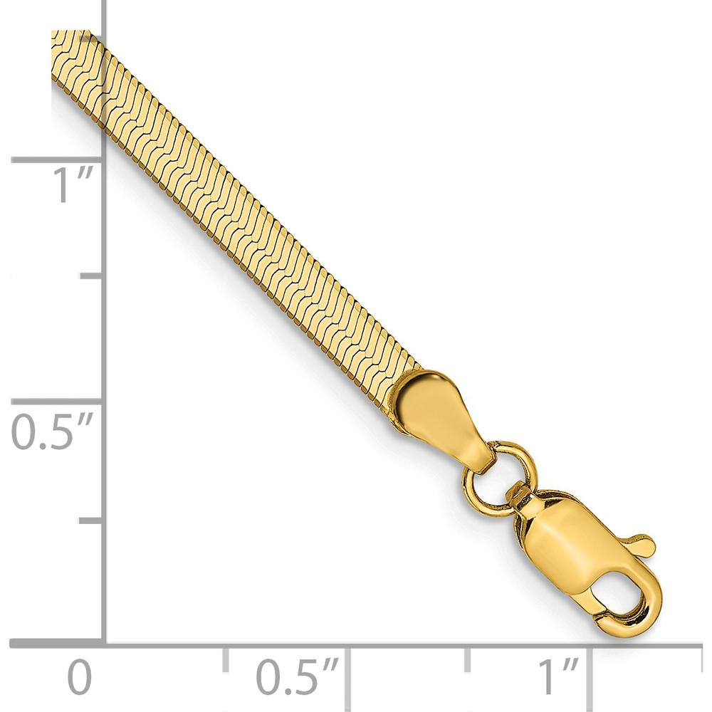 14K Yellow Gold 7" 3mm Herringbone Bracelet with Lobster Clasp by 0