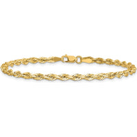 14K Yellow Gold 7" 3mm Semi-Solid Rope Chain Bracelet with Lobster Clasp by Oro Pregiato