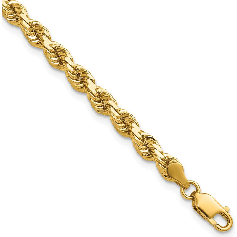14K Yellow Gold 7" 4.25mm Diamond-Cut Rope Chain with Lobster Clasp