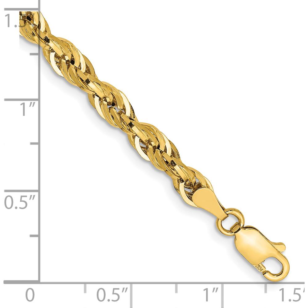 14K Yellow Gold 7" 4.25mm Semi-Solid Rope Chain with Lobster Clasp by Oro Pregiato