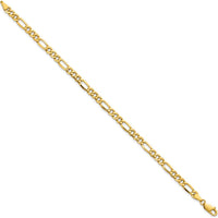 14K Yellow Gold 7" 4.2mm Semi-Solid Figaro Chain Bracelet with Lobster Clasp by Oro Pregiato