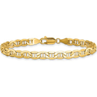 14K Yellow Gold 7" 4.75mm Semi-Solid Anchor Chain Bracelet with Lobster Clasp by Oro Pregiato