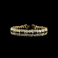 14K Yellow Gold 7.41 Carats Mixed Shape Tennis Bracelet with Bezel Set Lab Diamonds (Emerald, Heart, and Oval) - E-F VS1 Clarity - Covaloro Fine Jewelry