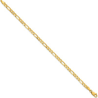 14K Yellow Gold 7" 4mm Flat Figaro Chain Bracelet with Lobster Clasp by Oro Pregiato