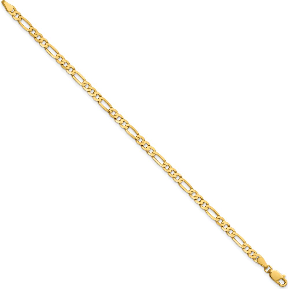 14K Yellow Gold 7" 4mm Flat Figaro Chain Bracelet with Lobster Clasp by Oro Pregiato