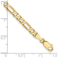 14K Yellow Gold 7" 4mm Flat Figaro Chain Bracelet with Lobster Clasp by Oro Pregiato