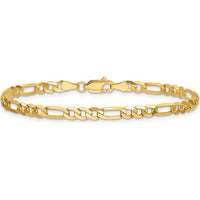 14K Yellow Gold 7" 4mm Flat Figaro Chain Bracelet with Lobster Clasp by Oro Pregiato