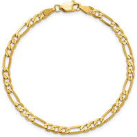 14K Yellow Gold 7" 4mm Flat Figaro Chain Bracelet with Lobster Clasp by Oro Pregiato