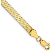 14K Yellow Gold 7" 4mm Herringbone Bracelet with Lobster Clasp by 0